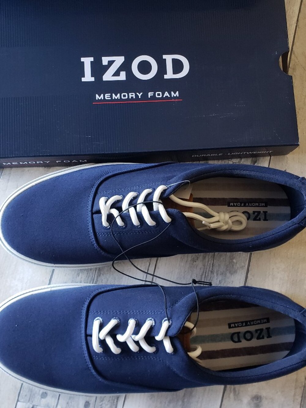 NWT - Izod Men's Navy Rangley Canvas Memory Foam Lace Up Shoe - Size 13